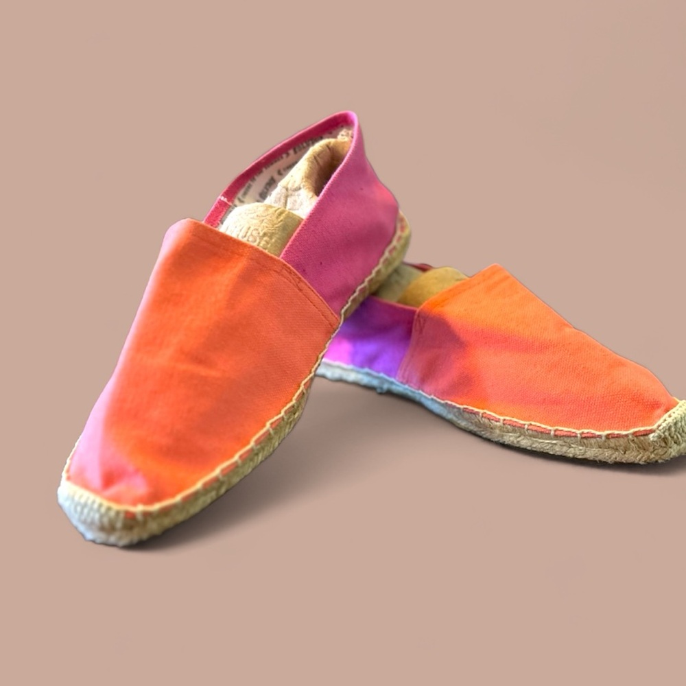 Soludols pink & orange The Summer size 40 canvas flat esprilidille‎ slipper